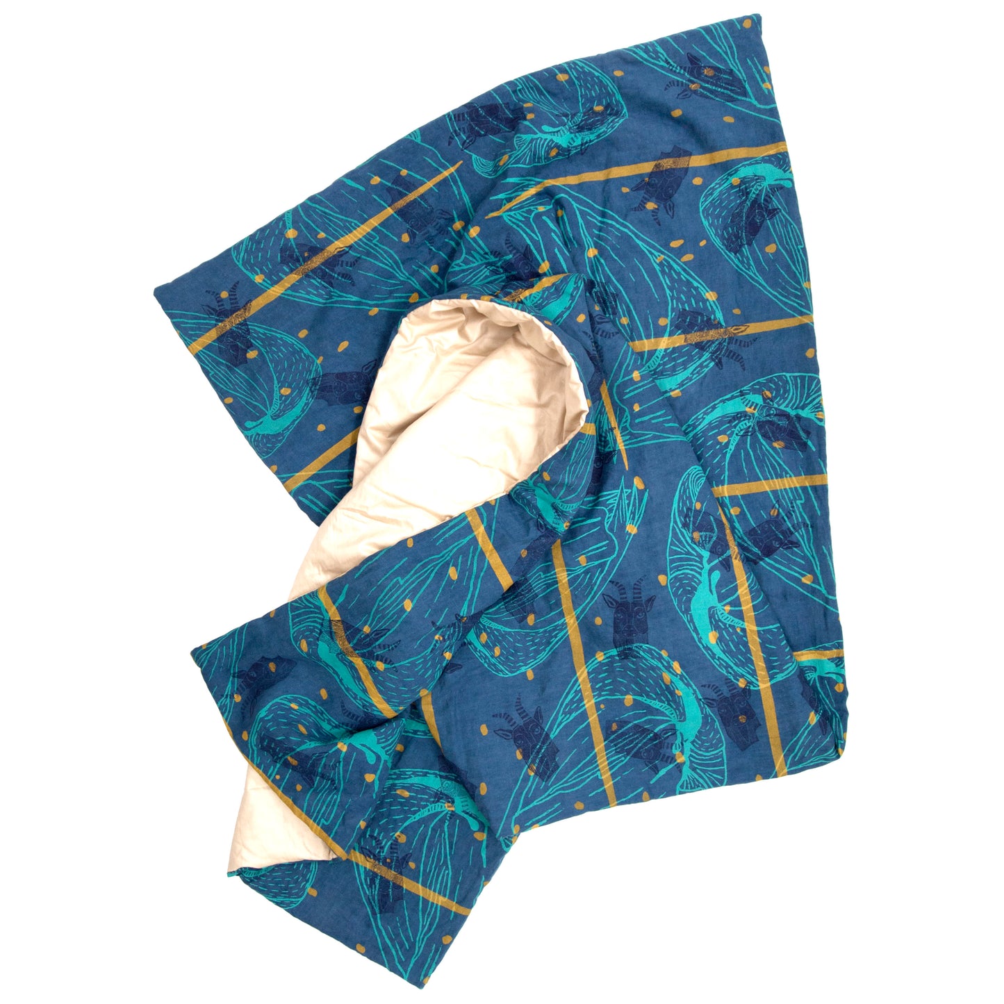 Indigo Dyed Linen Pillow Set // Printed with Goats, Fawn Makings, Coconuts