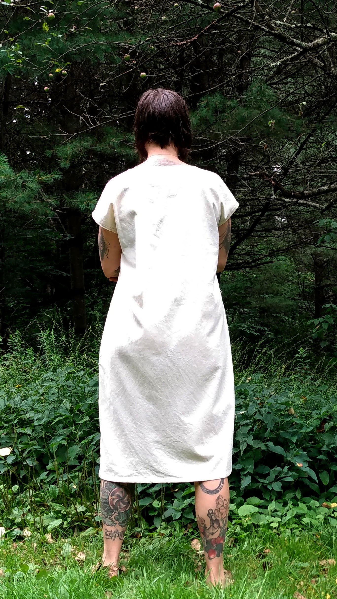 Panel Dress with Indigo Blue and Cream