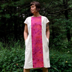 Panel Dress with Indigo Blue and Cream