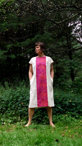 Panel Dress with Indigo Blue and Cream