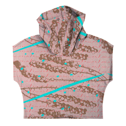 Cowl Neck Top // Linen Blend with bellflowers, morse code, and fawn marking