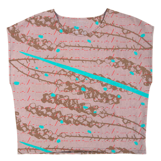 Cotton Linen Top // bellflower, morse code, and fawn print