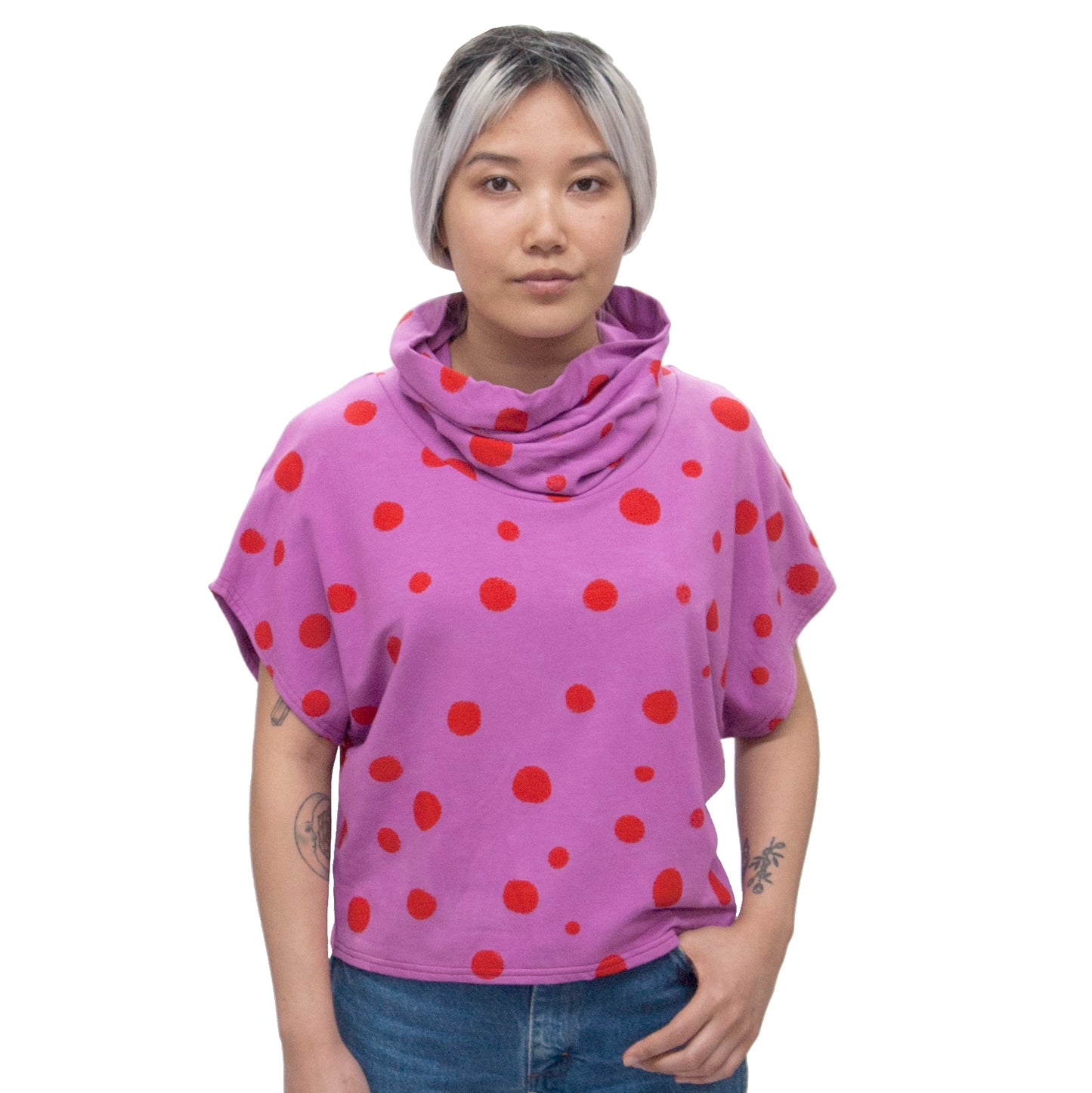 Bamboo Jersey Knit Cowl // Black Polka Dots on Cream