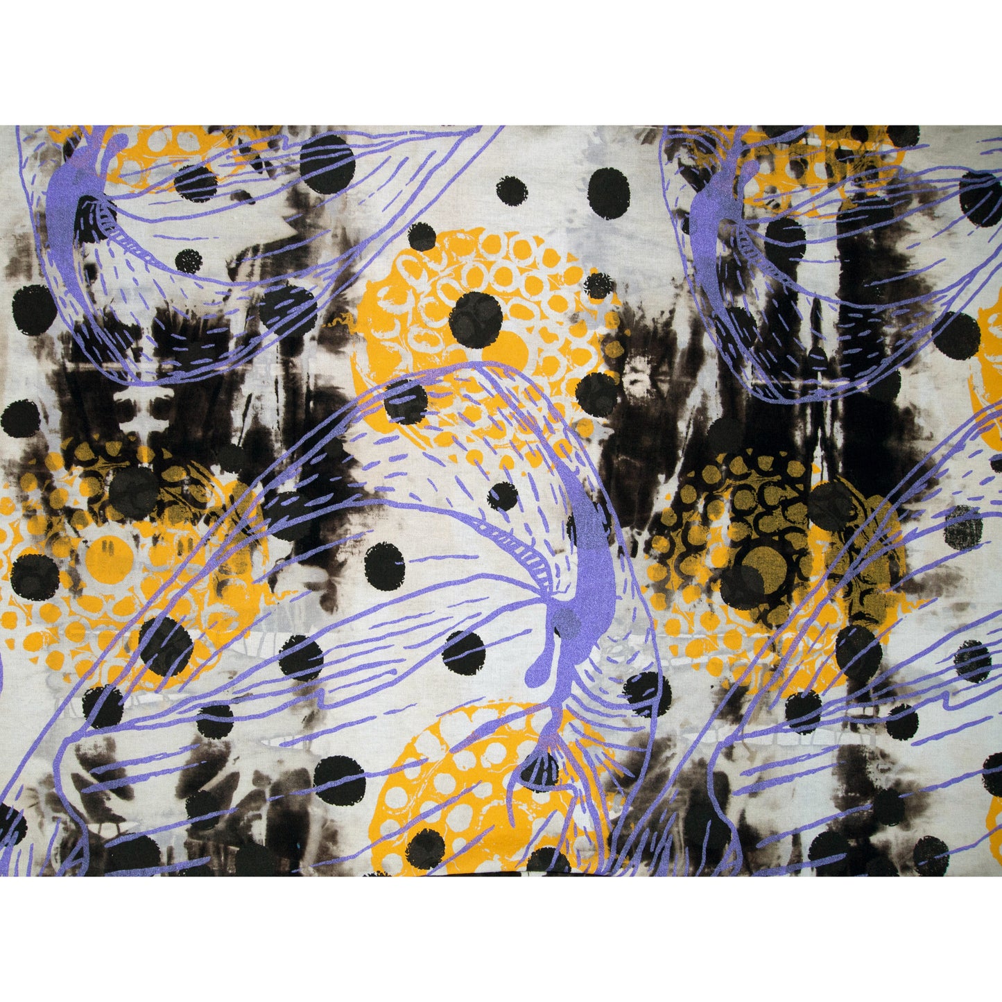 Anti-Dyed Linen Shift Dress with Coconut Polka Dot Print