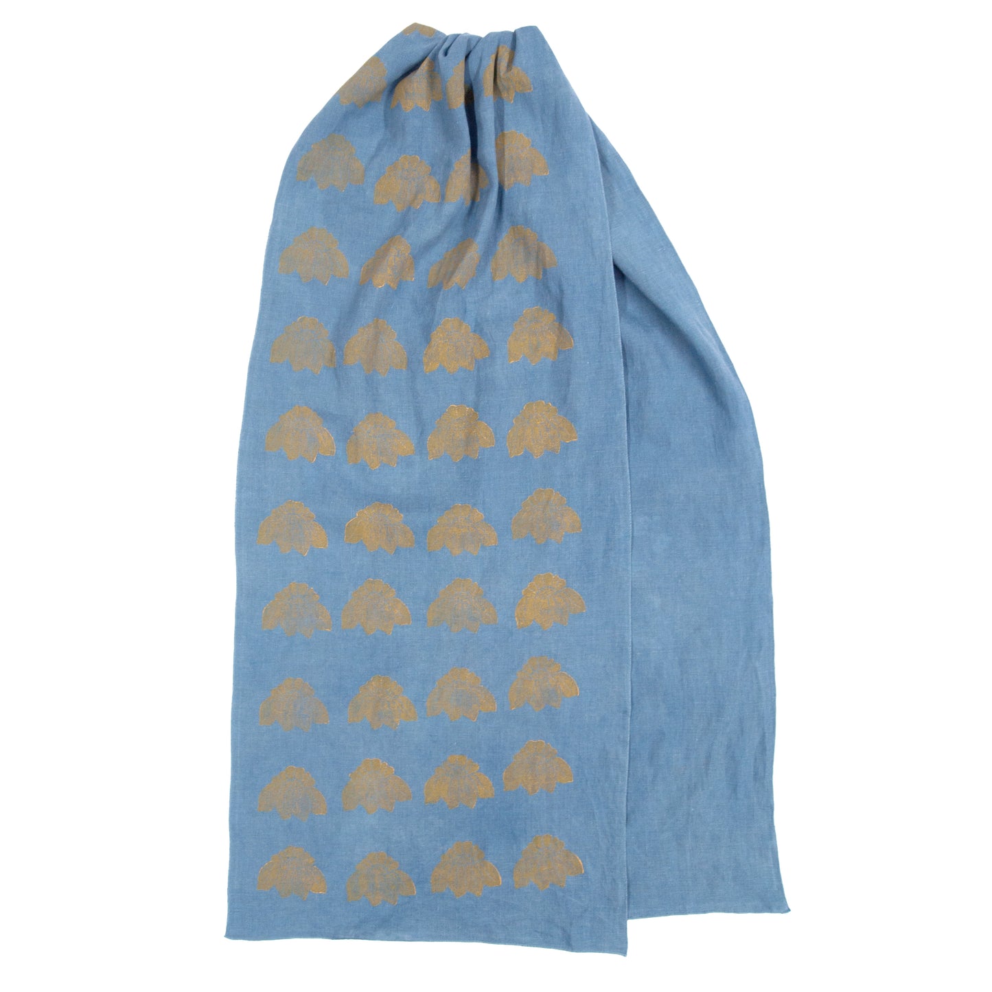 Indigo Dyed Linen Floral Blockprinted Table Runners