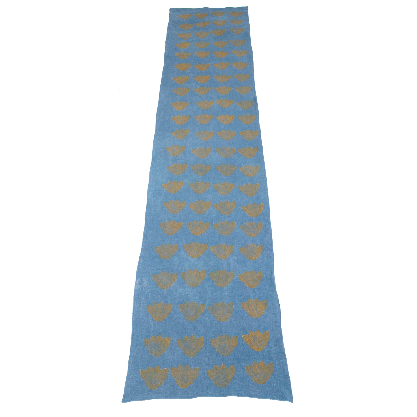 Indigo Dyed Linen Floral Blockprinted Table Runners