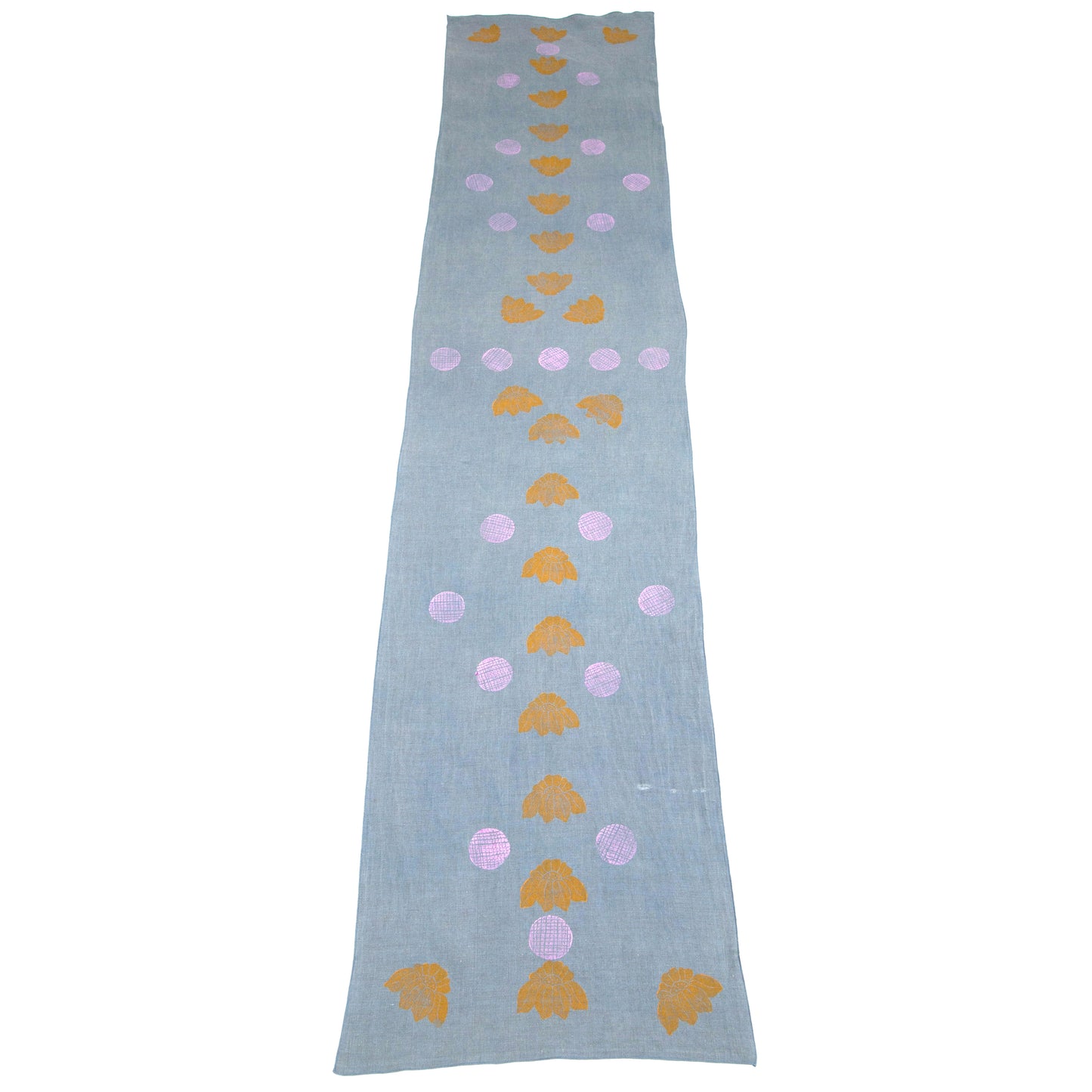 Indigo Dyed Linen Floral Blockprinted Table Runners