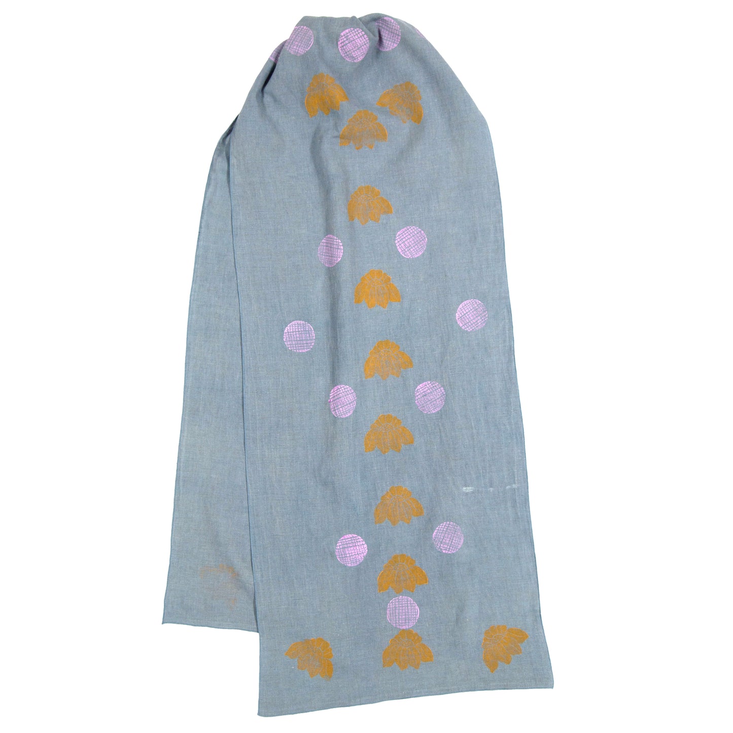 Indigo Dyed Linen Floral Blockprinted Table Runners