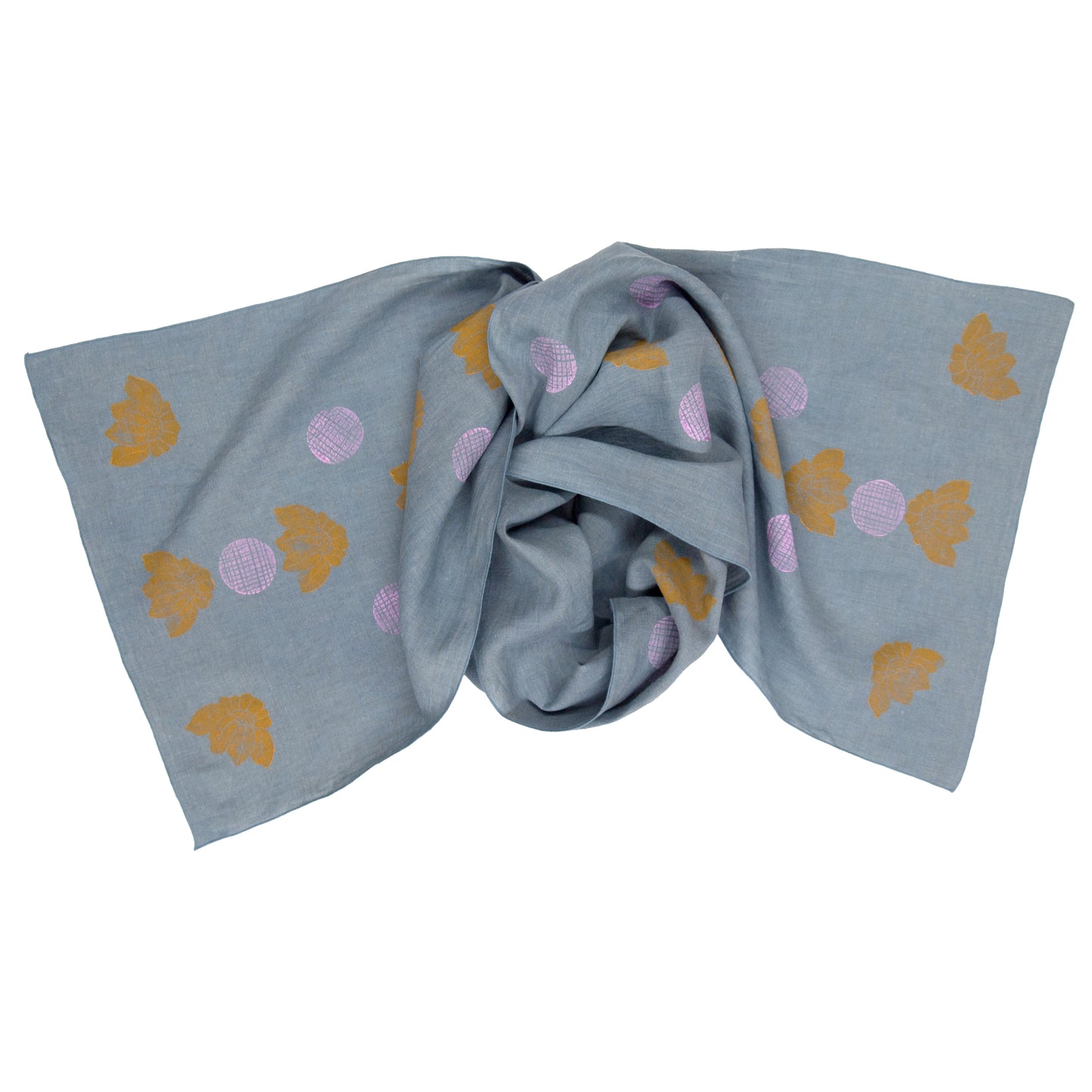 Indigo Dyed Linen Floral Blockprinted Table Runners