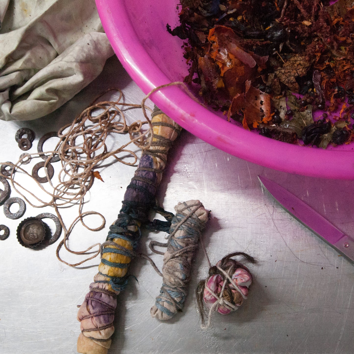 Bundle Dyeing with Floral, Fauna, Food, and Rust