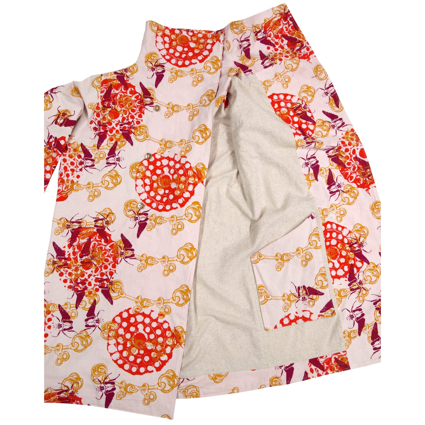 SAMPLE Linen Jacket // Bits, Goliath Beetles, Fireworks Remnants on Pink